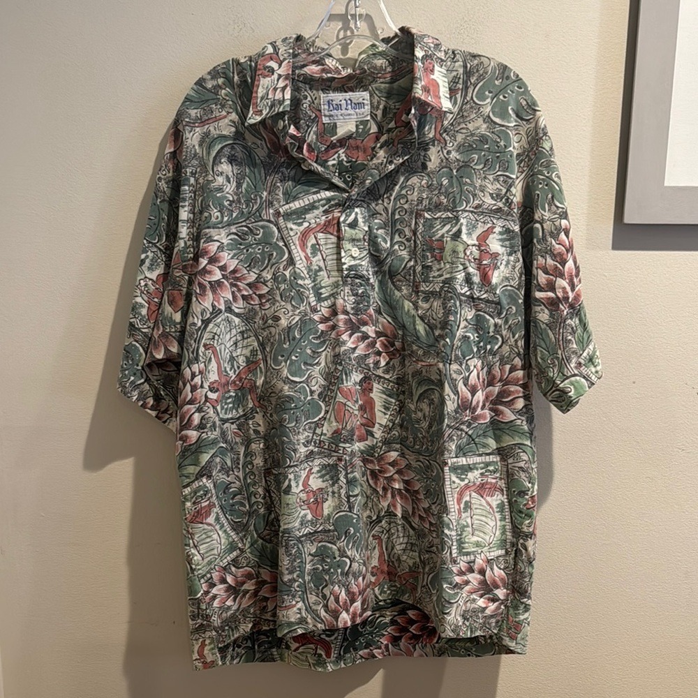 Vintage Rai‎ Nani Hems Kurtzarm Made In Hawaii Resort Wear Top Mens